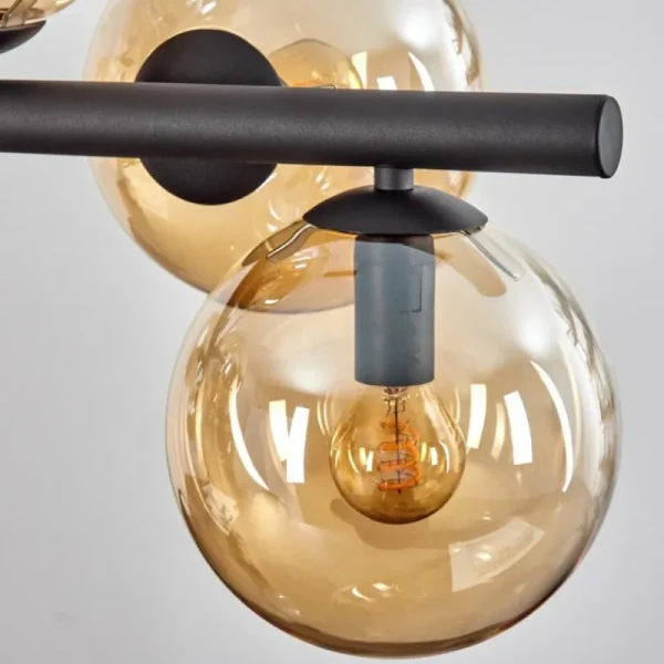 hofstein Gastor Suspension, Boule lumineuse, Suspension Ambre, 8 lumières* Lampes En Verre