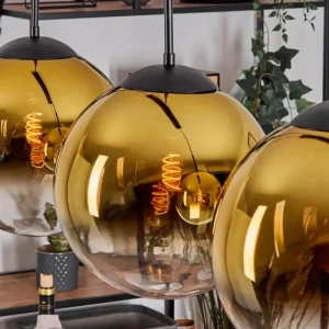 hofstein Gastor Suspension, Boule lumineuse, Suspension Or, Clair, 4 lumières* Lampes En Verre