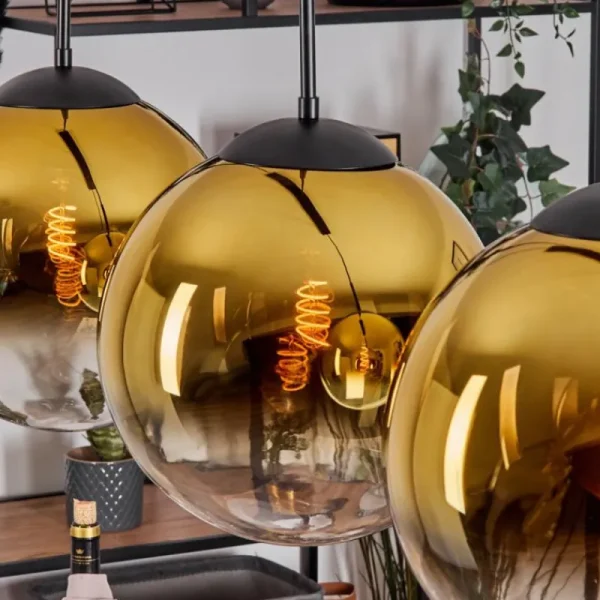 hofstein Gastor Suspension, Boule lumineuse, Suspension Or, Clair, 4 lumières* Lampes En Verre