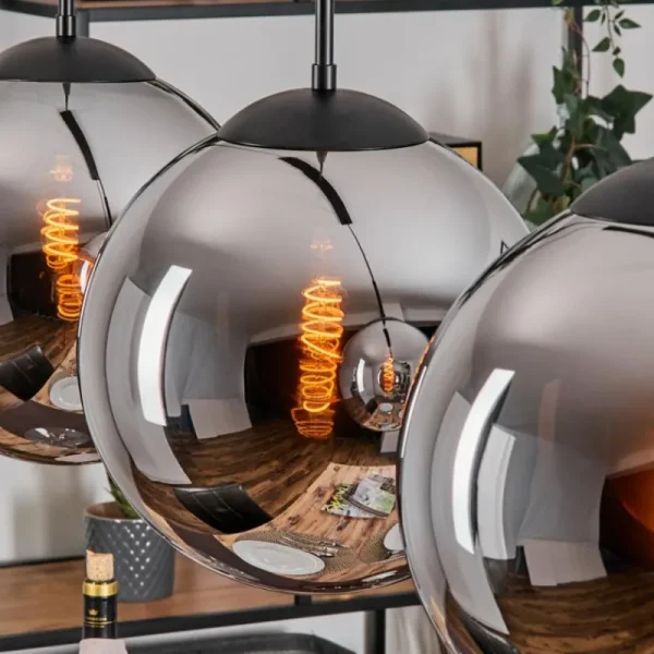 hofstein Gastor Suspension, Boule lumineuse, Suspension Chrome, Fumé, 3 lumières* Lampes Modernes