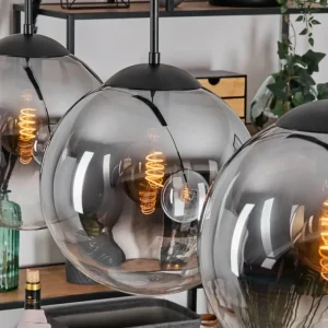 hofstein Gastor Suspension, Boule lumineuse, Suspension Clair, Fumé, 4 lumières* Lampes Modernes