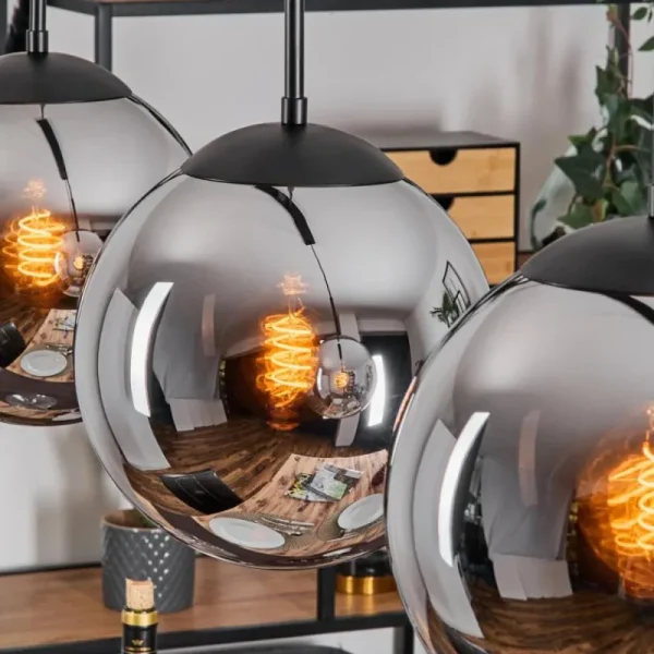 hofstein Gastor Suspension, Boule lumineuse Noir, 3 lumières* Lampes Modernes
