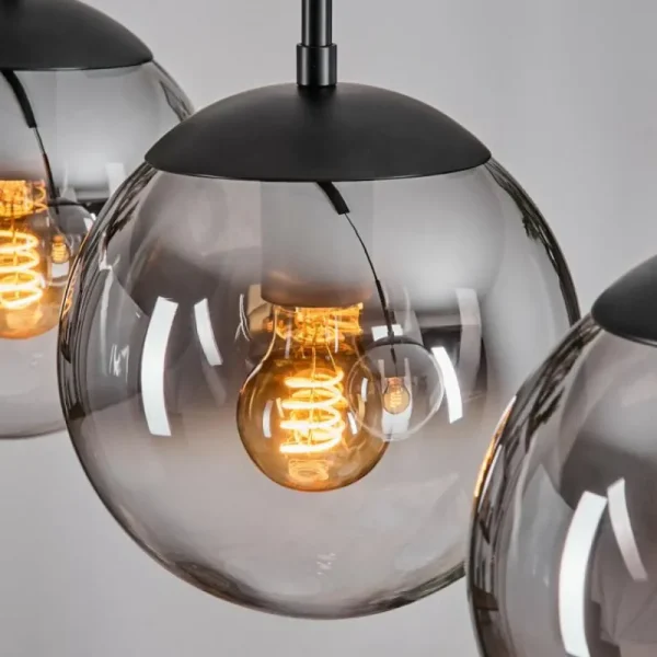 hofstein Gastor Suspension, Boule lumineuse Clair, Fumé, 3 lumières* Lampes Modernes