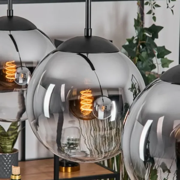 hofstein Gastor Suspension, Boule lumineuse, Suspension Chrome, Clair, Fumé, 3 lumières* Lampes Modernes
