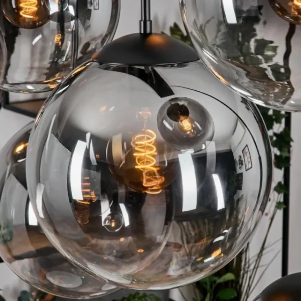 hofstein Gastor Suspension, Boule lumineuse, Suspension Clair, Fumé, 8 lumières* Lampes Modernes