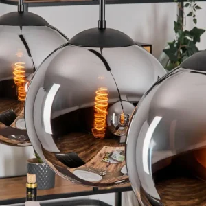 hofstein Gastor Suspension, Boule lumineuse, Suspension Chrome, Fumé, 4 lumières* Lampes Modernes