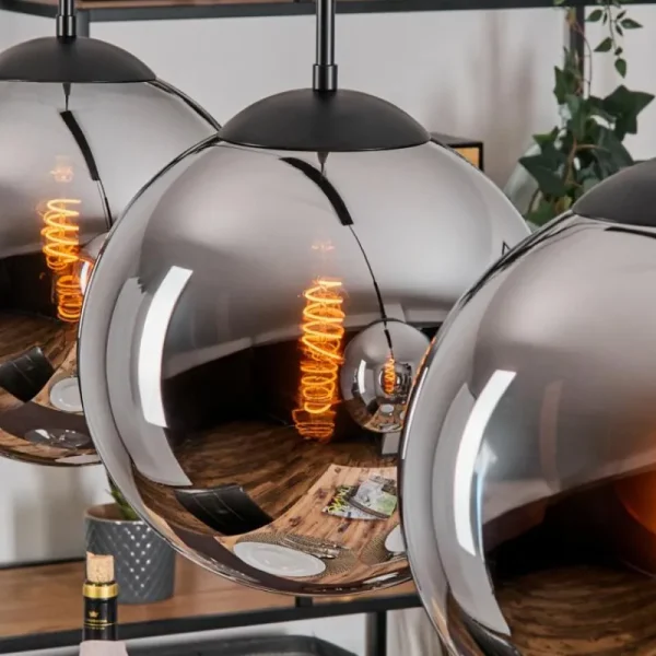 hofstein Gastor Suspension, Boule lumineuse, Suspension Chrome, Fumé, 4 lumières* Lampes Modernes