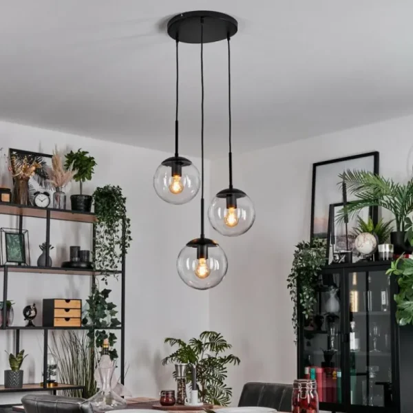 hofstein Gastor Suspension, Boule lumineuse 30 cm Clair, 3 lumières* Lampes En Verre