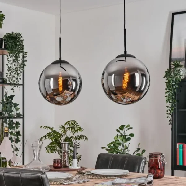 hofstein Gastor Suspension, Boule lumineuse, Suspension Noir, 2 lumières* Lampes Modernes