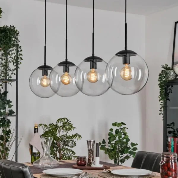 hofstein Gastor Suspension, Boule lumineuse, Suspension Clair, 4 lumières* Lampes En Verre