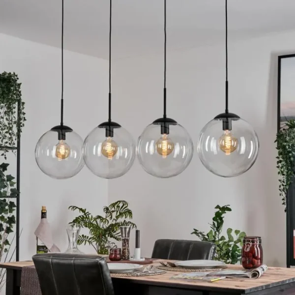 hofstein Gastor Suspension, Boule lumineuse, Suspension Clair, 4 lumières* Lampes En Verre