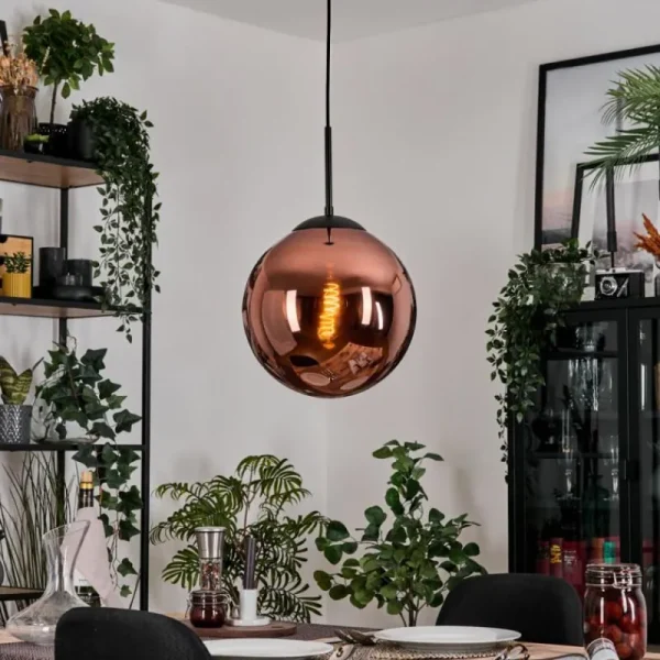 hofstein Gastor Suspension, Boule lumineuse, Suspension Cuivré, 1 lumière* Lampes En Verre