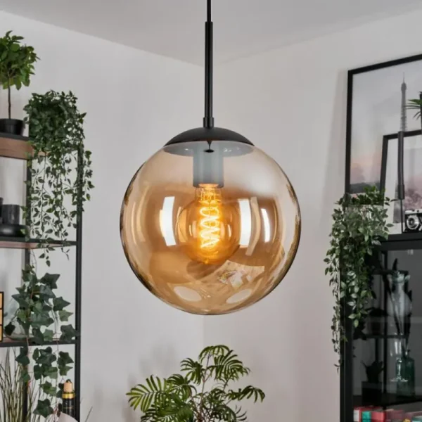 hofstein Gastor Suspension, Boule lumineuse 25 cm Ambre, 1 lumière* Lampes En Verre