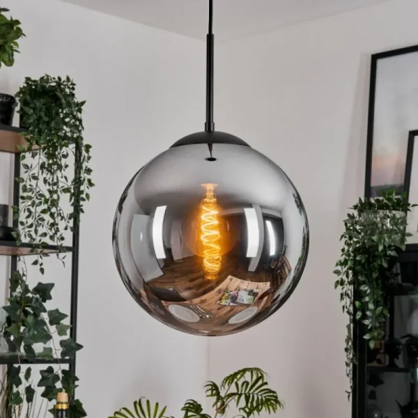 hofstein Gastor Suspension, Boule lumineuse 30 cm Fumé, 1 lumière* Lampes Modernes