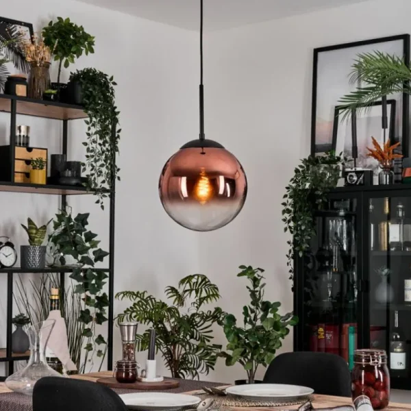 hofstein Gastor Suspension, Boule lumineuse, Suspension Clair, Cuivré, 1 lumière* Lampes En Verre