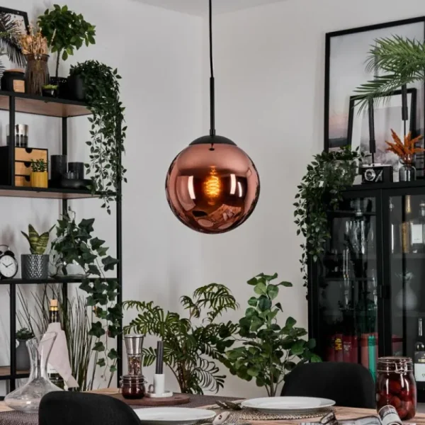 hofstein Gastor Suspension, Boule lumineuse, Suspension Cuivré, 1 lumière* Lampes En Verre