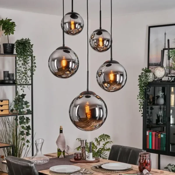 hofstein Gastor Suspension, Boule lumineuse 45 cm Noir, 5 lumières* Lampes Modernes