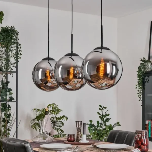 hofstein Gastor Suspension, Boule lumineuse, Suspension Chrome, Fumé, 3 lumières* Lampes Modernes
