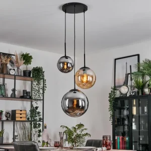 hofstein Gastor Suspension, Boule lumineuse 30 cm Ambre, Fumé, 3 lumières* Lampes Modernes