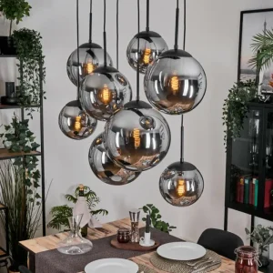 hofstein Gastor Suspension, Boule lumineuse, Suspension Fumé, 8 lumières* Lampes Modernes