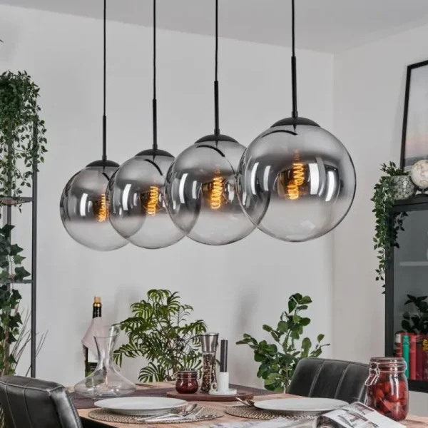 hofstein Gastor Suspension, Boule lumineuse, Suspension Clair, Fumé, 4 lumières* Lampes Modernes