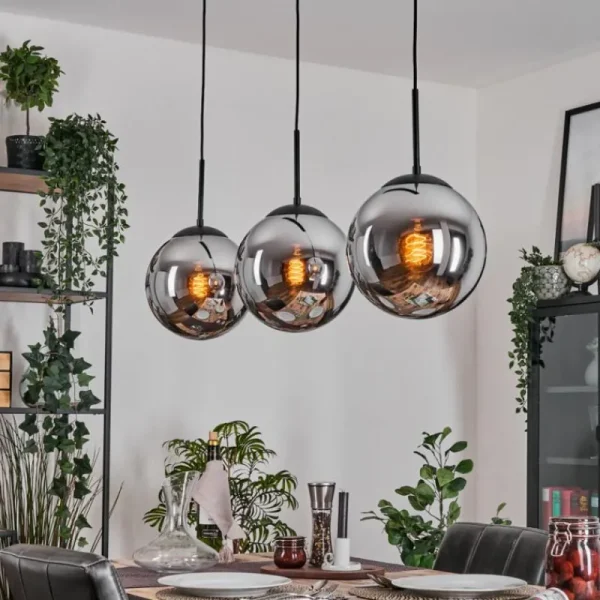 hofstein Gastor Suspension, Boule lumineuse Noir, 3 lumières* Lampes Modernes