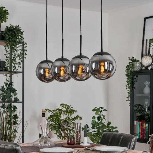 hofstein Gastor Suspension, Boule lumineuse, Suspension Fumé, 4 lumières* Lampes Modernes