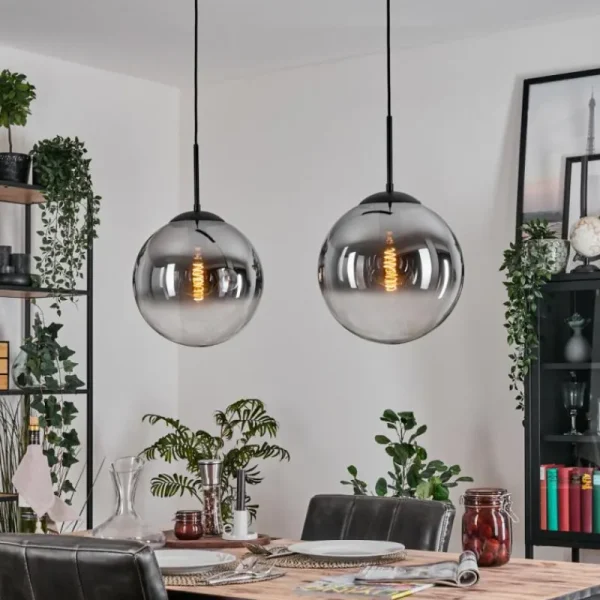 hofstein Gastor Suspension, Boule lumineuse Noir, 2 lumières* Lampes Modernes