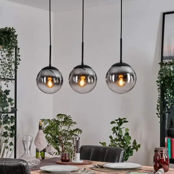 hofstein Gastor Suspension, Boule lumineuse Clair, Fumé, 3 lumières* Lampes Modernes