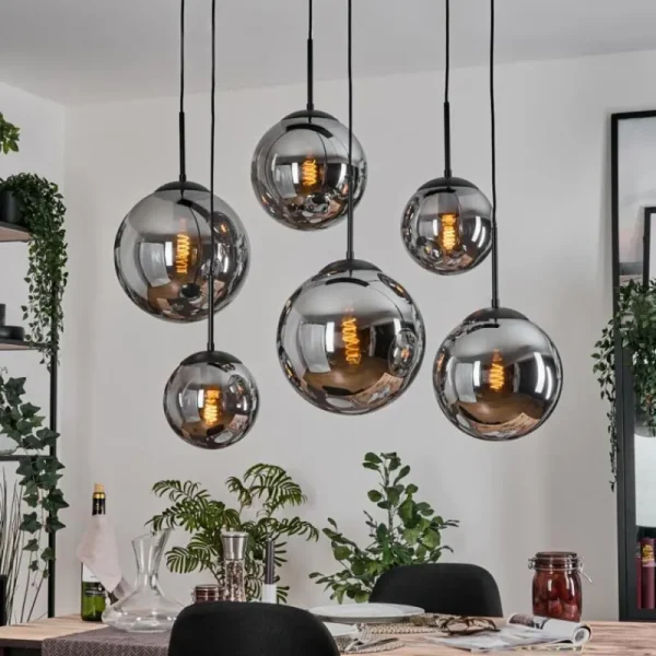 hofstein Gastor Suspension, Boule lumineuse, Suspension Fumé, 6 lumières* Lampes Modernes