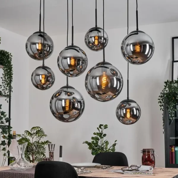 hofstein Gastor Suspension, Boule lumineuse, Suspension Fumé, 8 lumières* Lampes Modernes