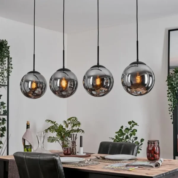 hofstein Gastor Suspension, Boule lumineuse, Suspension Fumé, 4 lumières* Lampes Modernes