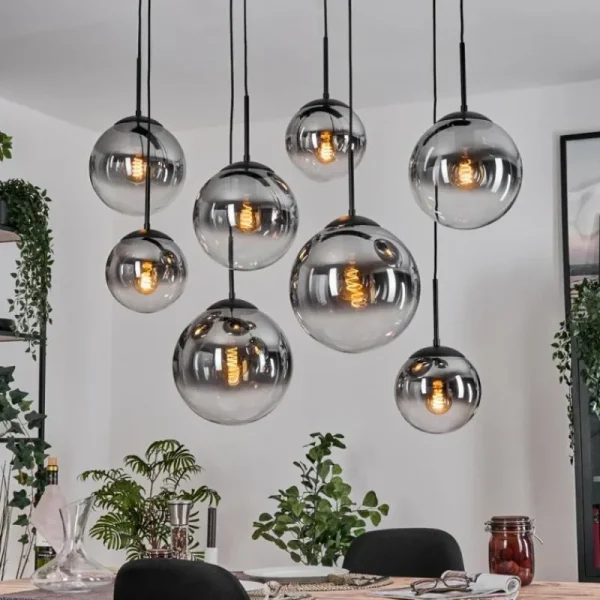 hofstein Gastor Suspension, Boule lumineuse, Suspension Clair, Fumé, 8 lumières* Lampes Modernes