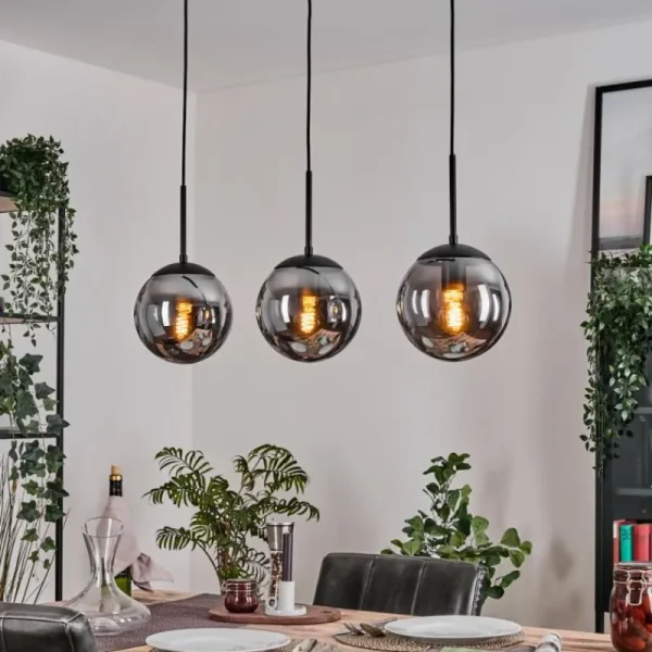 hofstein Gastor Suspension, Boule lumineuse Clair, Fumé, 3 lumières* Lampes Modernes