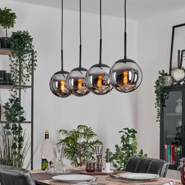 hofstein Gastor Suspension, Boule lumineuse, Suspension Chrome, Fumé, 4 lumières* Lampes Modernes