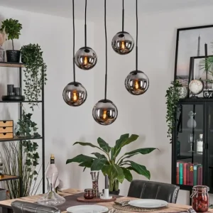 hofstein Gastor Suspension, Boule lumineuse, Suspension Fumé, 5 lumières* Lampes Modernes
