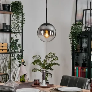 hofstein Gastor Suspension, Boule lumineuse Clair, Fumé, 1 lumière* Lampes Modernes