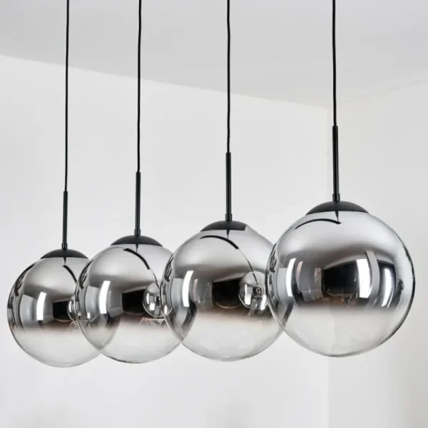 hofstein Gastor Suspension, Boule lumineuse, Suspension Chrome, Clair, Fumé, 4 lumières* Lampes Modernes