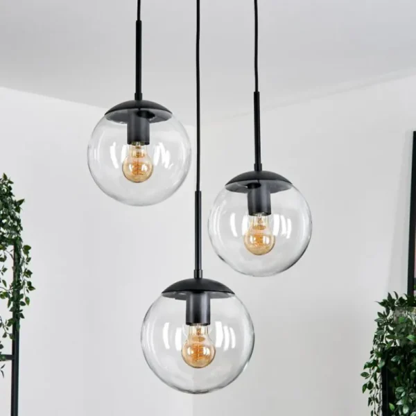 hofstein Gastor Suspension, Boule lumineuse 30 cm Clair, 3 lumières* Lampes En Verre