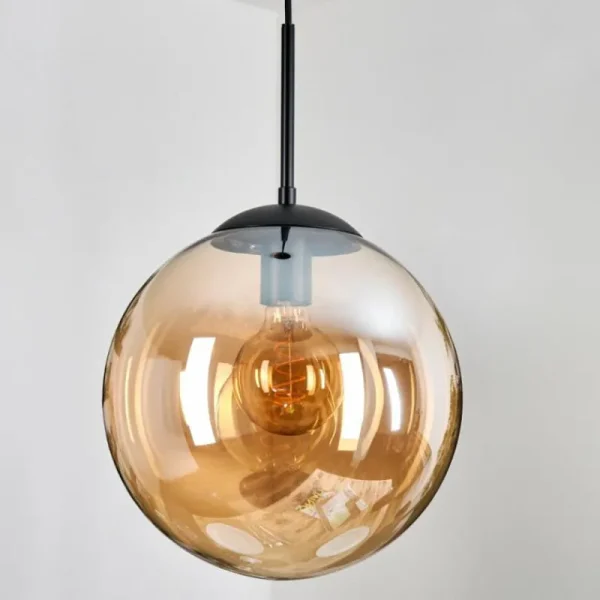 hofstein Gastor Suspension, Boule lumineuse Ambre, 1 lumière* Lampes En Verre