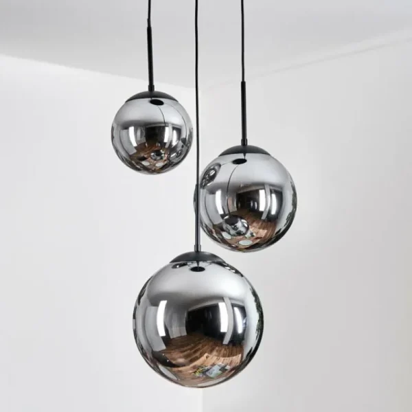 hofstein Gastor Suspension, Boule lumineuse 30 cm Fumé, 3 lumières* Lampes Modernes