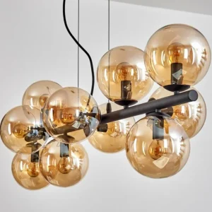 hofstein Gastor Suspension, Boule lumineuse, Suspension Ambre, 10 lumières* Lampes En Verre