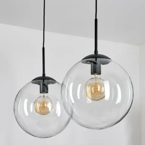 hofstein Gastor Suspension, Boule lumineuse, Suspension Clair, 2 lumières* Lampes En Verre