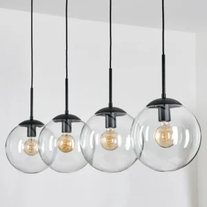 hofstein Gastor Suspension, Boule lumineuse, Suspension Clair, 4 lumières* Lampes En Verre