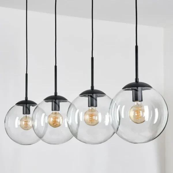 hofstein Gastor Suspension, Boule lumineuse, Suspension Clair, 4 lumières* Lampes En Verre