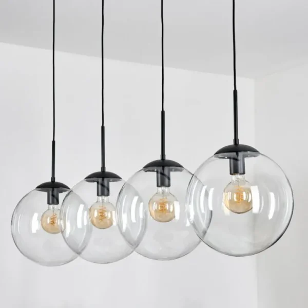 hofstein Gastor Suspension, Boule lumineuse, Suspension Clair, 4 lumières* Lampes En Verre