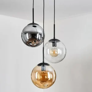 hofstein Gastor Suspension, Boule lumineuse Ambre, Clair, Fumé, 3 lumières* Lampes Modernes