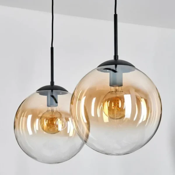 hofstein Gastor Suspension, Boule lumineuse Noir, 2 lumières* Lampes En Verre