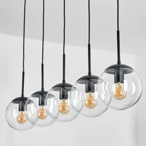 hofstein Gastor Suspension, Boule lumineuse, Suspension Clair, 5 lumières* Lampes En Verre
