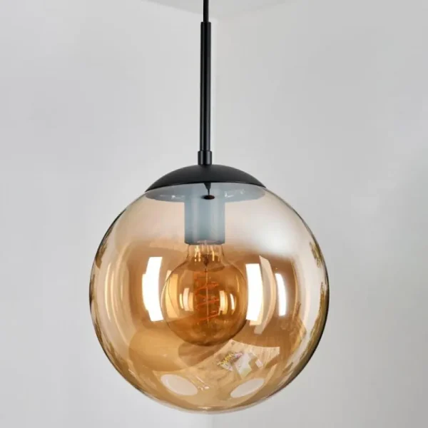 hofstein Gastor Suspension, Boule lumineuse 25 cm Ambre, 1 lumière* Lampes En Verre
